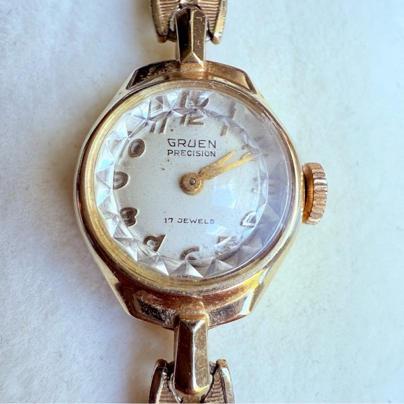 Vintage GRUEN Precision 14k Gold 17 Jewels Ladies Mechanical Watch Worki… - Picture 4 of 14